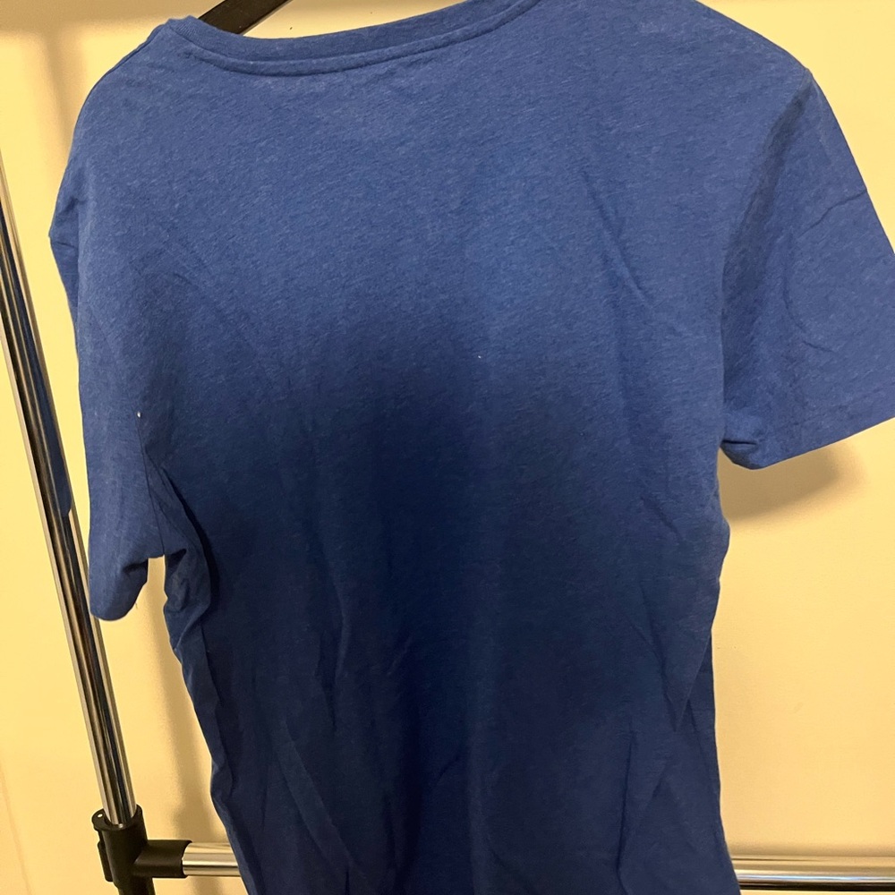 V neck blue shirt
